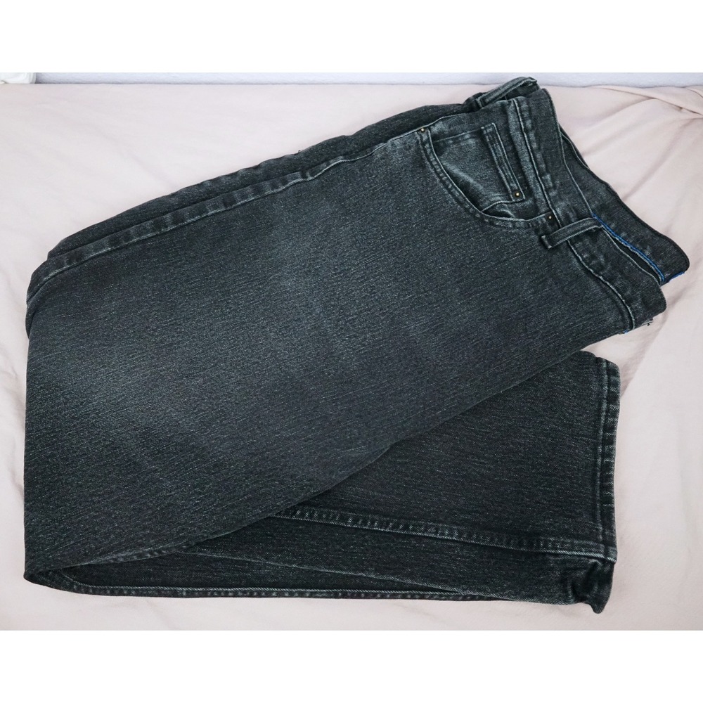 Arizona Jeans Co Mens Black Jeans 42x30 Flex Relaxed Straight Distressed Fading